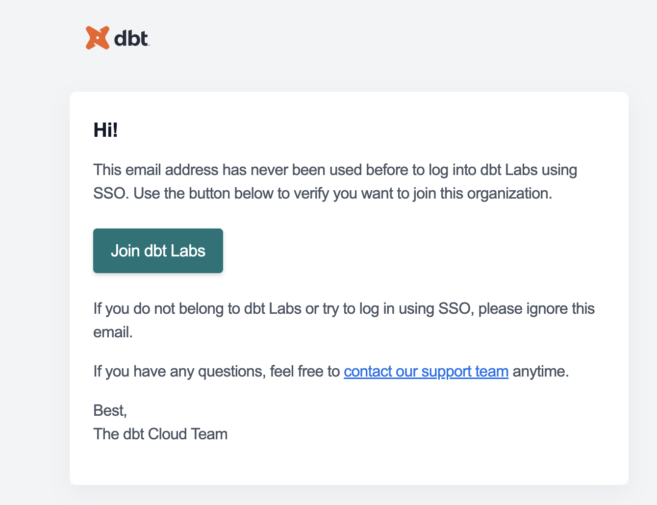 The email the user receives on first SSO login. The email the user receives on first SSO login.
